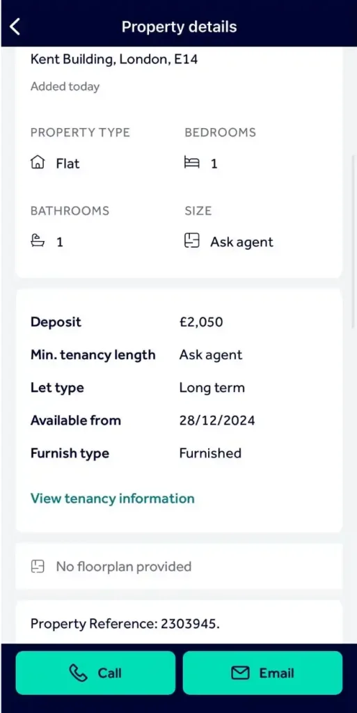 ロンドン 部屋探し Rightmove エージェントに連絡