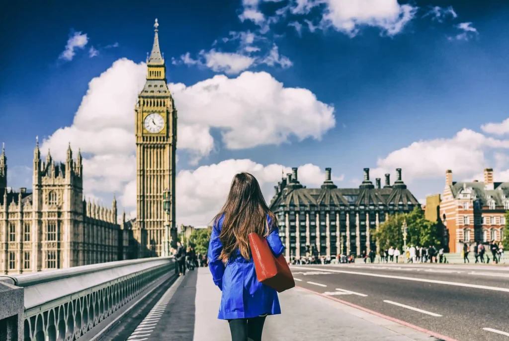 イギリス ビッグベン ロンドン 女性 後ろ姿