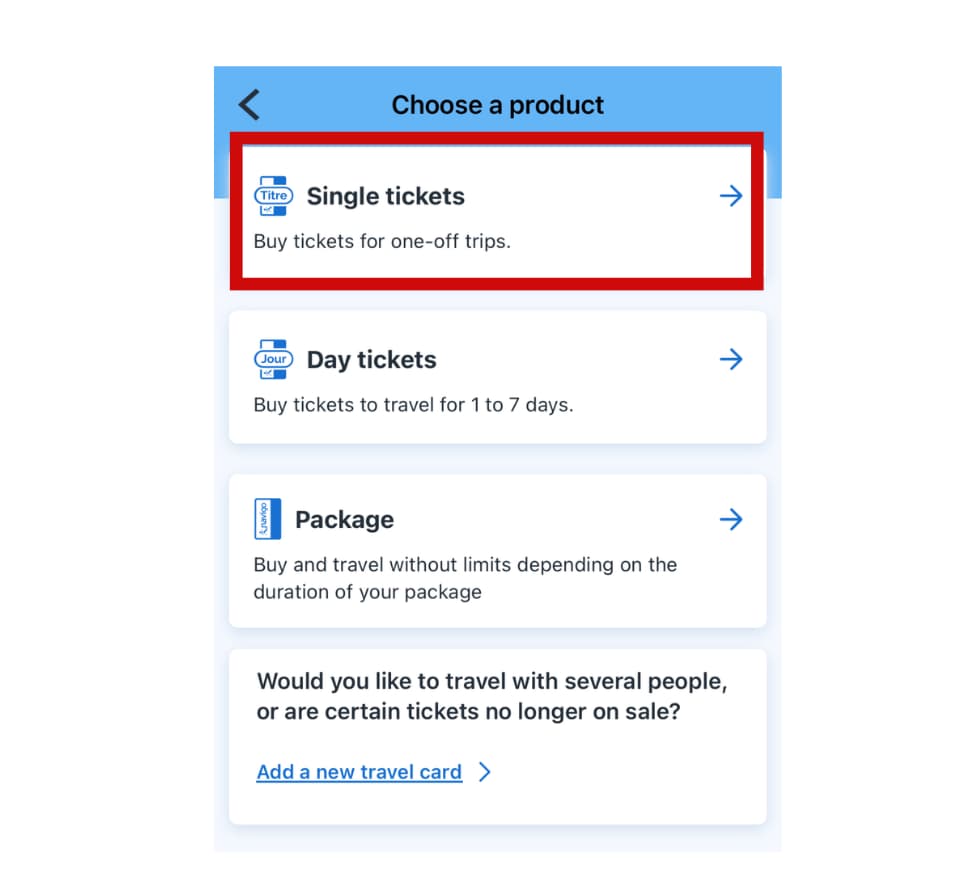 Île-de-France Mobilitésアプリの使い方 チケットの買い方 choose a product